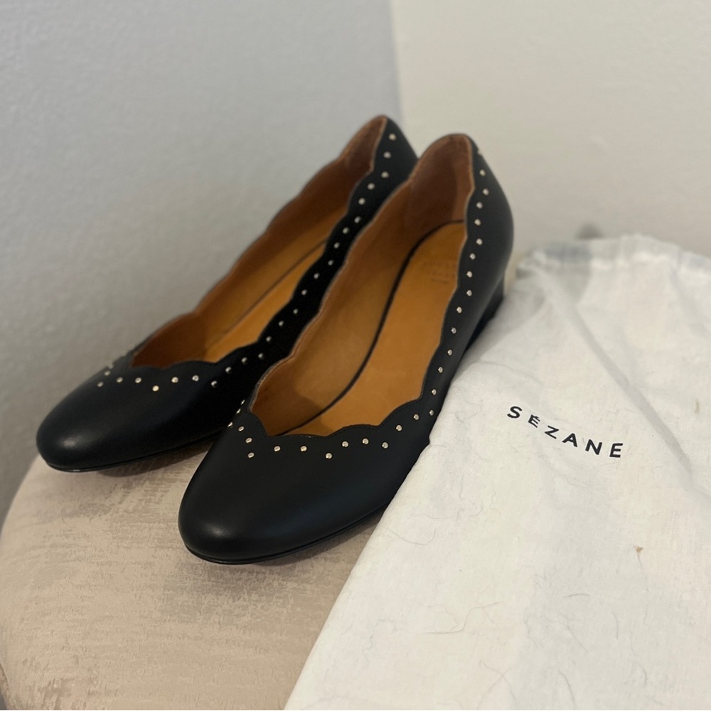 Sezane Low Palermo Women's Shoes Heels- US 7/EU 38/UK 5, Black Leather - NWOT - Picture 6 of 7